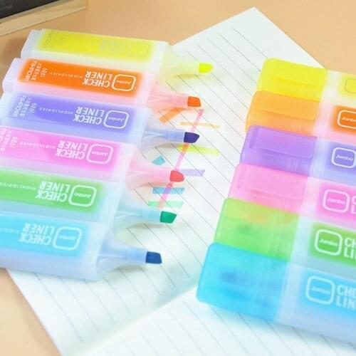 Jonvon Satone 6pcs Korean Stationery Color Highlighters Pen Marker Graffiti Writing Supplies School Tools Wholesale Gifts