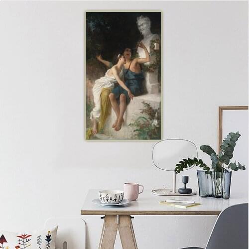Citon Emile Munier《Young Lovers Mocking Pan》Canvas Oil Painting Artwork Picture Background Decor Home Childrens room Decoration