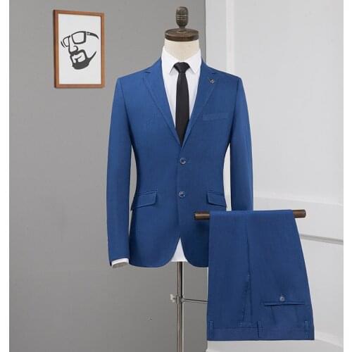 2021 Hot Sale high-end custom business wedding blazers suits two-piece Slim large size blue boutique suit Low-cost wholesale