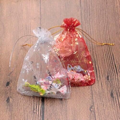 9x13cm Fashion Jewelry Display Packing Drawstring Pouches&Bags 50pcs 100% Golden-gilt Snow Organza Bags Can Customize Logo