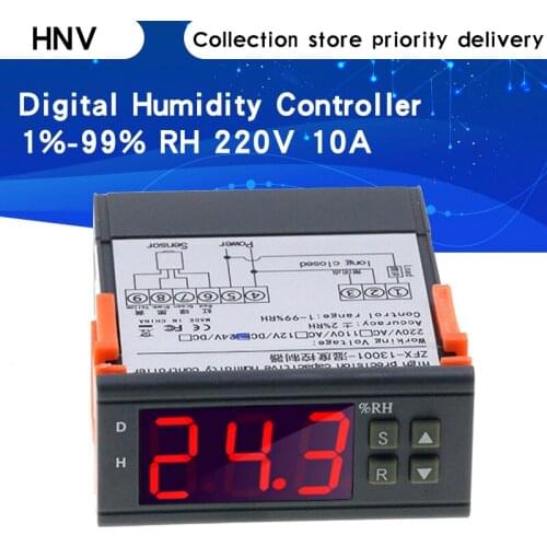 Mini Digital Humidity Controller 1% ~ 99% RH 220V 10A Hygrometer Controller with Humidity Sensor PU Delay Protection Function