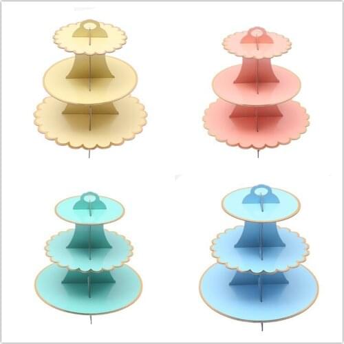 Multicolor Round Foldable Paper Cake Rack Stand Display Shelf Birthday Wedding Party DIY Cupcake Hold Decoration Tools