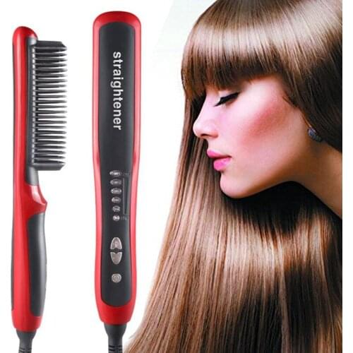 Electric Straightener Multifunctional Hair Straightening Heat Hair Ceramic Curler Hot Comb Hair Care Beard Straightener