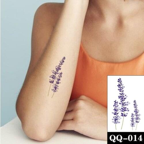 Fashion Lavender Waterproof Temporary Tattoo Sticker Purple Design Fake Tattoos Flash Tatoos Arm Neck Body Art for Women Girl