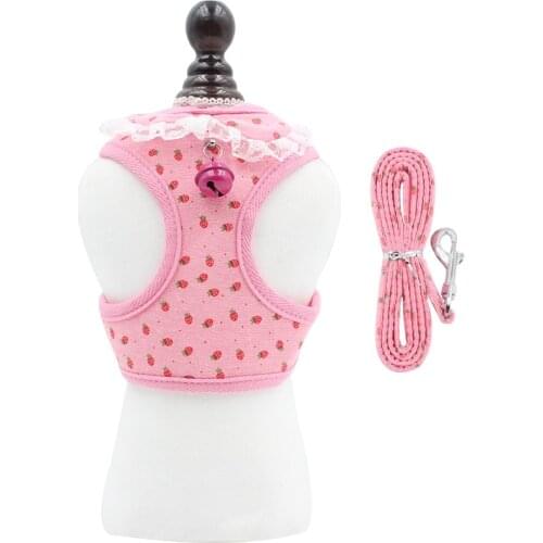 Fashionable Cat Vest Dog Harnesses 1.2m Leash Sets Cute Small Bell For Small Dogs Kitten Leash Breathable Mesh Pet Chest Sling