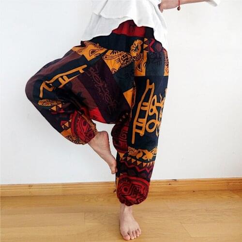 New Baggy Harem Pants Mens Causal Print Hip Hop Joggers Cross-Pants Loose Trousers Aladdin Lantern Wide Leg Cotton Linen Pants