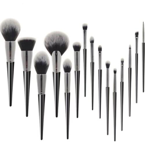 Suitable for makeup artist makeup brush set 15 high quality black natural synthetic hair beauty brush tool kit professional make