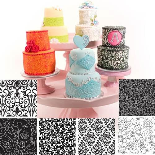 Texture Sheet Set of 6 Different Floral Texture Mat Decorating Cookies Cupcake Rolled Fondant Cake Buttercream Icing Accessories