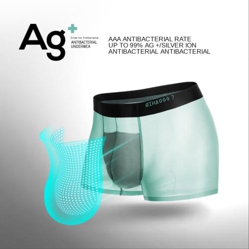 Ice Silk Underwear Mens Shorts Mens Modal Crotch Boxer Mens Pants Transparent