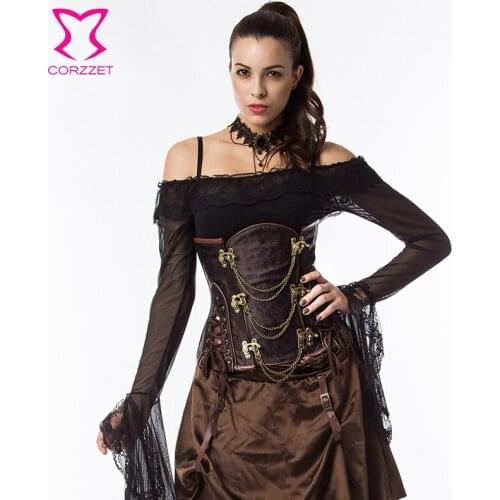 New Fashion Gothic Clothing Top Underbust Corsets Floral Waist slimming Corsage Steel Bone Espartilhos Steampunk Corset