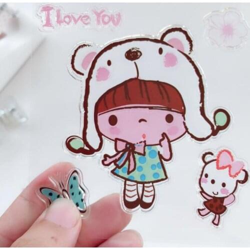 NEW Butterfly Girl Color Transparent Clear Stamps for Scrapbooking DIY Silicone Seal Photo Album Decor Embossing Folder