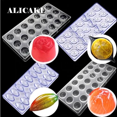 Polycarbonate Chocolate Flowers Moulds 3D Chocolate Candy Bars Molds Tray Polycarbonate Plastic Form Baking Pastry Bakery Tools