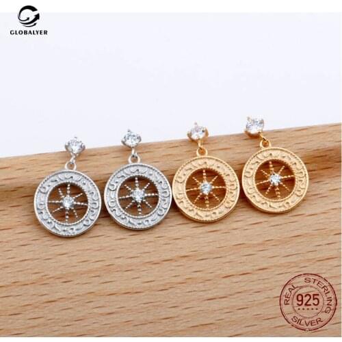 Popular jewelry Sterling silver crystal earrings INS Retro earrings Japan and South Korea fresh earrings 925 Silver 097