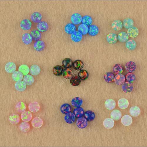 Opal supplier 4mm round opal cabochon flat base Bottom jewelry gems loose opal beads in 78 colors fire synthetic opal stones