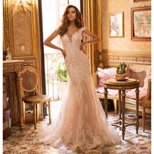 Romantic Boho Mermaid Wedding Dress Beach Appliques Lace Beading V Neck Mariage Vestido De Noiva White Bridal Gowns