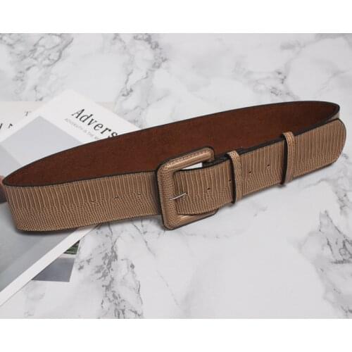 Wide Corset Belt Female Waistband Lady 2021 New Square Pin Buckle Crocodile Pattern Pu Leather Belt Women Fashion