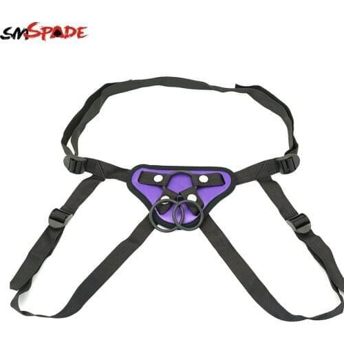 SMSPADE bdsm Sex Adult Games Satin Strap on Dildo For Women Strap on Harness Sex Toys With 3 Cock rings Adult Sex Toys bdsm Toys