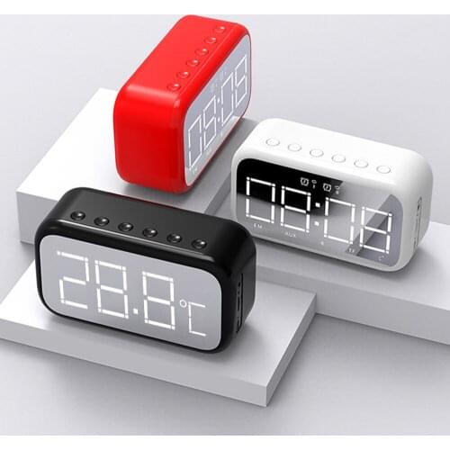 SOAIY SH32 Wireless Bluetooth Mini Speaker Bass Mirror Alarm Clock Phone Outdoor Home Car 3D Surrounding Portable Subwoofer