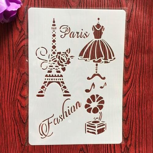 A4 29 * 21cm Dress Iron tower DIY Stencils Wall Painting Scrapbook Coloring Embossing Album Decorative Paper Card Template