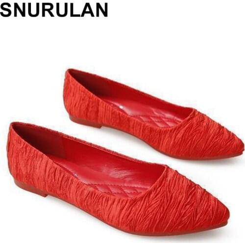 SNURULANPointed Toe Flats Boat Shoes Women Comfortable Womens Shoes Red Big Size Women Shoes Fashion Zapatos Elegantes De Mujer