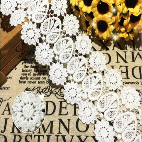 Water soluble lace embroidered lace 7cm Wide cotton line double row flower embroidery lace barcode
