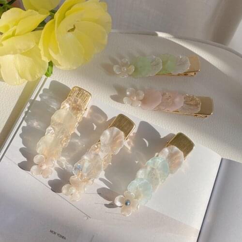Korean 2020 Candy Color Acrylic Shell Flower Barrettes Hair Clips For Women Girls Hair Jewelry Girls Sweet Hairgrips