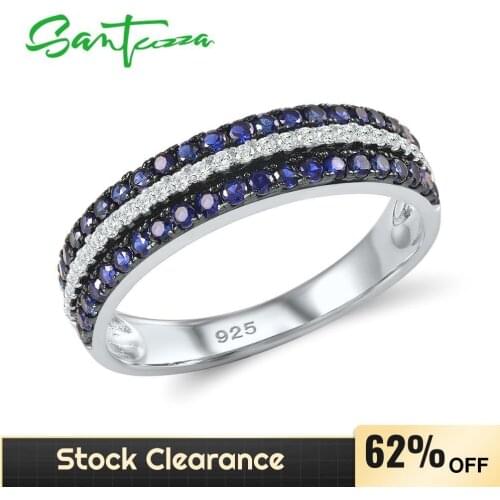 SANTUZZA Silver Ring For Women 925 Sterling Silver Fashion Round Rings for Women 2017 Cubic Zirconia Ringen Party Jewelry