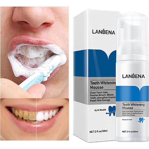 LANBENA 60ML Teeth Whitening Mousse Toothpaste Dental Oral Hygiene Remove Stains Plaque Teeth Cleaning Tooth White Tool