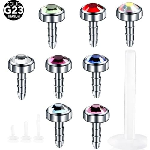 1Pc 16G G23 Titanium Labret Tragus Cartilage Earring Punk Cz Gem Round Tragus Lip Ring Monroe Ear Cartilage Earring Piercing