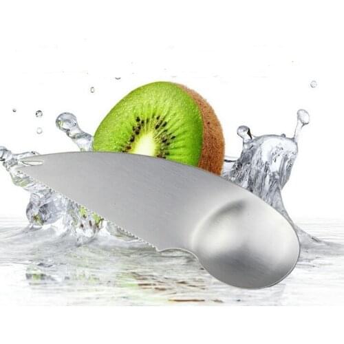 1PC Stainless Steel Kiwi Spoon 2 In 1 Avocado Slicer Scoop Papaya Cutter Knife Vegetable Fruit Tools Kitchen Gadgets KW 036