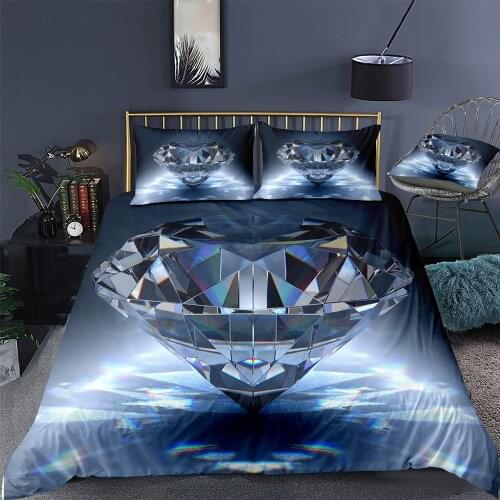 2/3 Pcs Diamonds Printing Duvet Cover King Size Bedding Set Queen Home Textiles Rhinestone Pattern Quilt Cover with Pillowcase