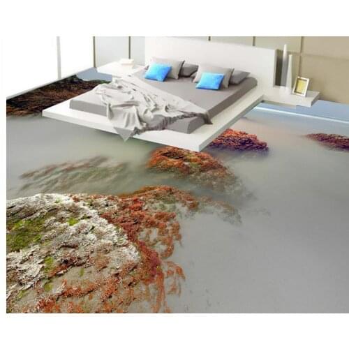 3d floor painting wallpaper beach landscape 3d floor pvc self-adhesive wallpaper 3d flooring waterproof floor