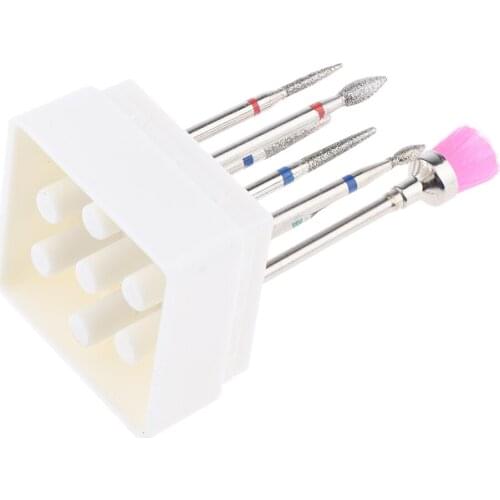 6PC Nail Drill Bits&Brush Cuticle Clean Polishing Gel Remove Rotary Manicure