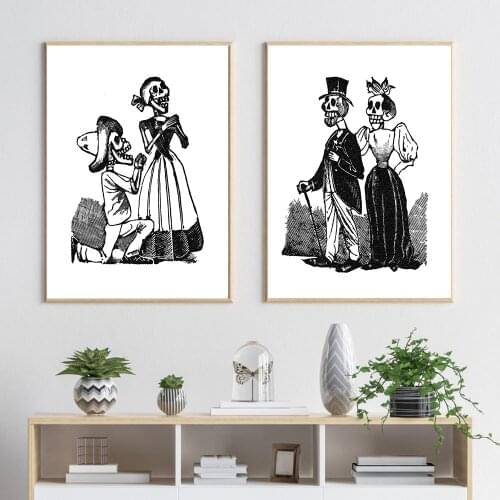 Abstract Skeleton Marriage Proposal Canvas Painting Wall Art Nordic Posters and Prints Wall Pictures for Living Room Decoration