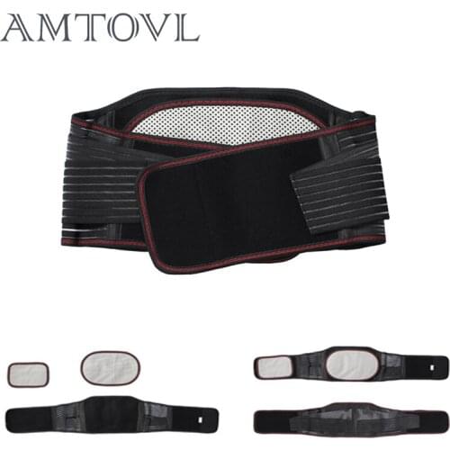 AMTOVL Back Support Waist Brace Lumbar Lower Belt Strap Backache Pain Relief Posture Trimmer Removable Magnetic Self Heating
