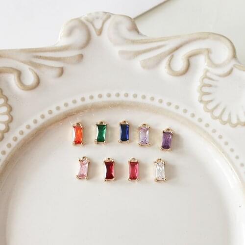 Free Shipping 40pcs 4*8mm Crystal Rhinestone Geometry Rectangle Pendant Charms DIY Jewelry Findings Ornament Accessories