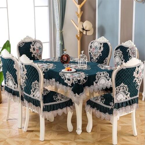 Chair Cover New Lace Embroidery European Chinese Dining Chair Cushion For Living Room Decor Coffee Table Square Round Tablecloth