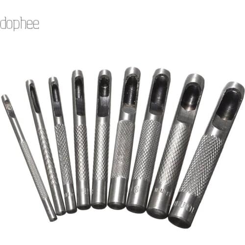 Dophee 9pcs Hole Punches Craft Tools Metal Leather Punch Set Belt Cutter Craft Hollow Punch DIY Professional DIY Tool 2mm-10mm