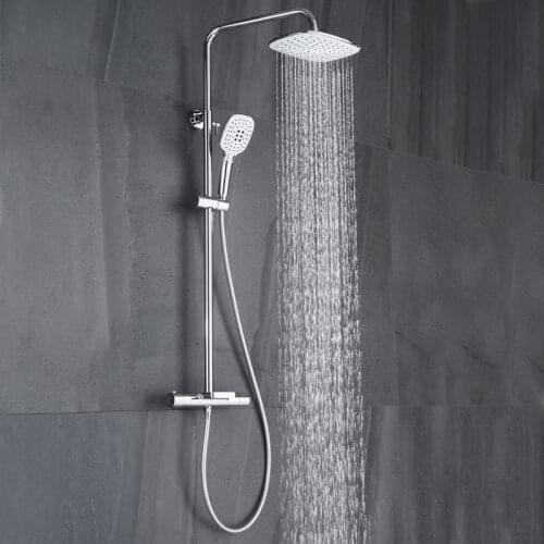 Bathroom Shower Set Brass Chrome Shower System Rainfall Shower Head Thermostatic Mixer Bath Shower Faucet Set