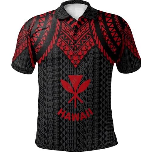 Hawaii Polo Shirt Polynesian Armor Style Red 3D Printed Polo Shirt Men Women Short Sleeve Summer T-shirt