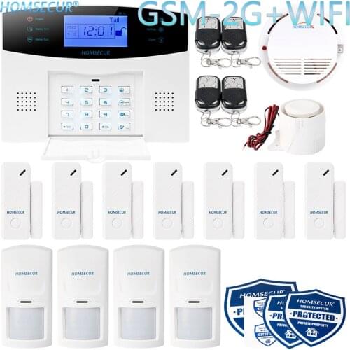 HOMSECUR Wireless&Wired WIFI GSM-2G Home House Alarm System with Smoke Detector
