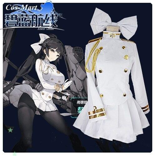 Game Azur Lane IJN Takao Cosplay Costume Cute White Combat Uniform Female Carnival Party Role Play Clothing Custom-Make Any Size