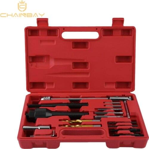 Damaged Glow Plug Removal Remover Thread Repair Car Garage Tool Kit Drill Wrench Spark Plug Gap Damage Extractor Tool Kit