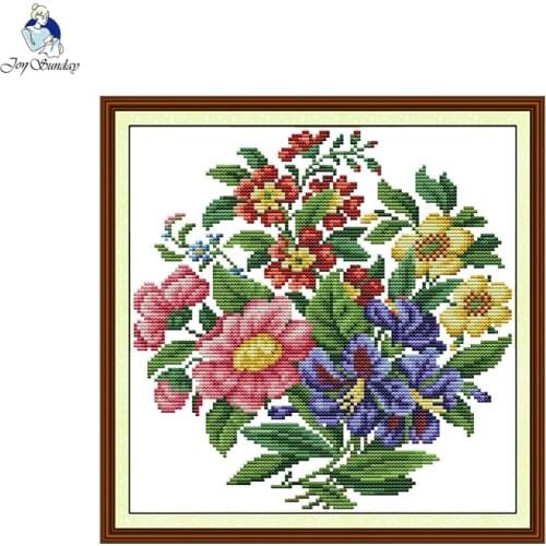 Joy Sunday Beautiful Bouquet Pattern DIY Hand Cross-stitch 11CT 14CT DMC Print Canvas for Embroidery Accessory Tools Needlework