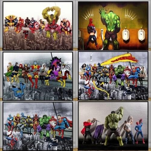 Superhero Canvas Painting Animation Comics Marvel Poster Prints Hulk Captain America Superman Mural Home Decor Childrens Room