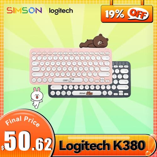 Logitech K380 Multi-Device Bluetooth Wireless Keyboard Line Friends Pink Black Multi-Colors Windows MacOS Android IOS Chrome OS