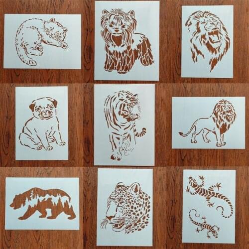 2pc A4 Size Animal Stencil Decor DIY Walls Layering Painting Template Printing Inkjet Scrapbooking Coloring Embossing Reusable