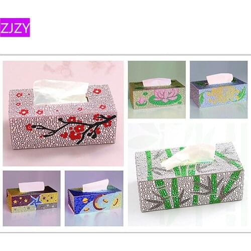 Diamond Painting Tissue Box Three-Dimensional Handmade Art Cosmetic Tissue Dispenser Childrens DIY Puzzle Cartoon Home Decor