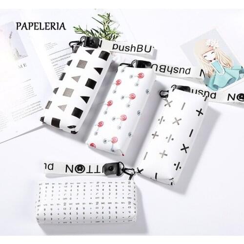 Creative School Pencil Case Students Pencil Bag Cute Digital Geometry Pencilcase PU Leather Pencil Box Kids Stationery Supplies