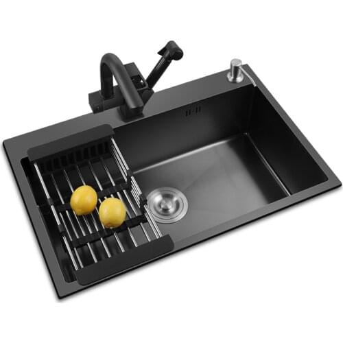 Black Stainless Steel Kitchen Sinks Black Single Bowel Kitchen Sink Above Counter and Udermount Vegetable Washing Basin